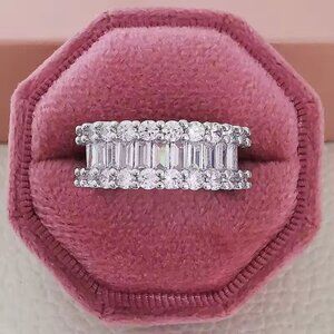 Luxury Dense Inlaid VVS1 Dia Eternity 3-Band Wide Ring